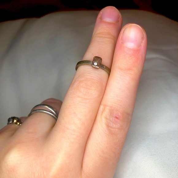 Artisan Ring Set, Rose Gold & Silver w/Diamonds - Picture 3 of 5